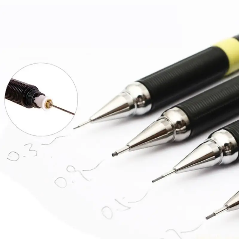 4 Pieces Automatic Pencils 0.3mm 0.5mm 0.7mm 0.9mm Sketching Pencils Metal Mechanical Pencils Drawing Pencils for School