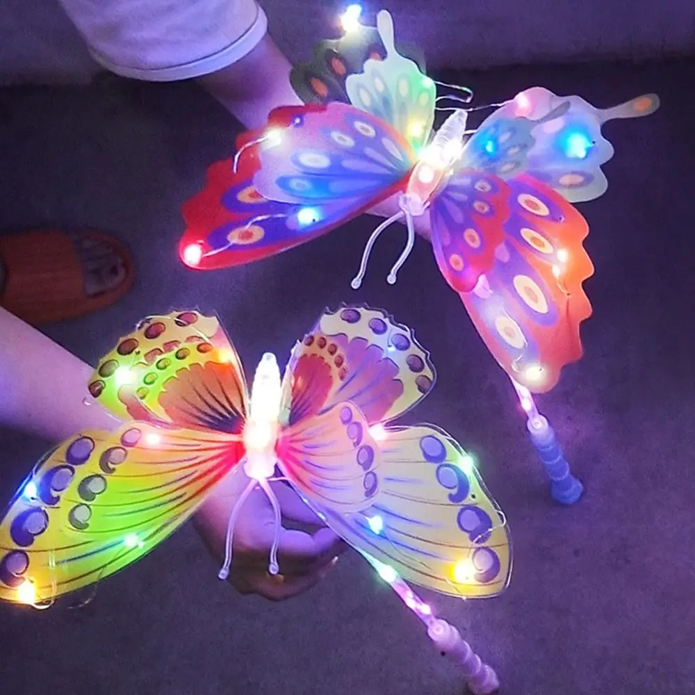 Glow In Dark Girls Favor Handheld LED Flash Butterfly Magical Stick Princess LED Lantern Wand Stage Props Outdoor