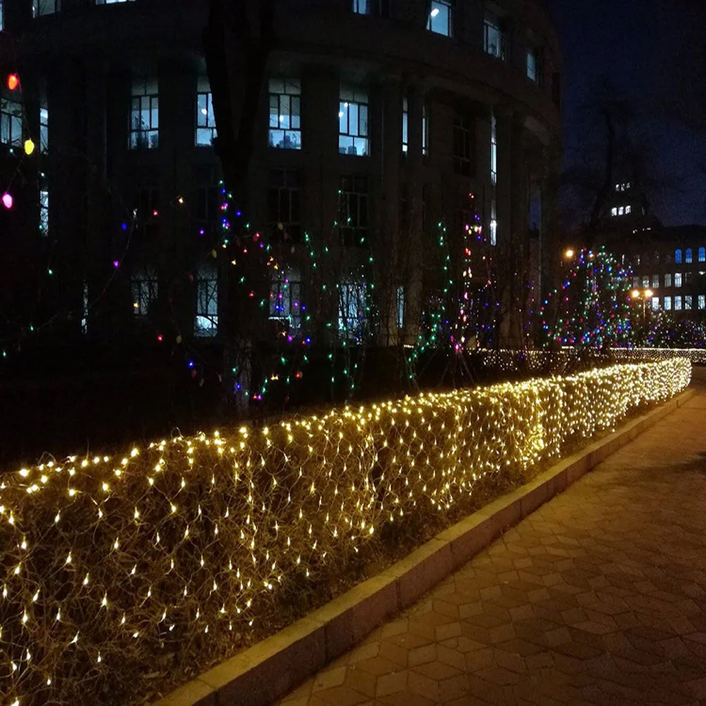 Wasserdichte 8 Modi LED Fischnetz Lichterkette im Freien 2 * 2/3 * 2M Girlande Fee Vorhang Lichter für Garten Party Weihnachtsdekoration – Detail 3