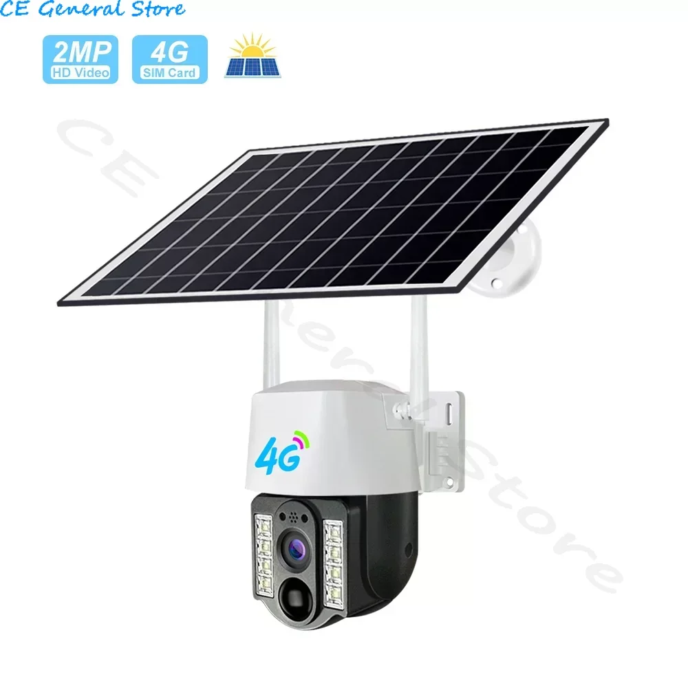 New 5MP CCTV PIR Motion Detection Solar Surveillance Camera 4G SIM Card WIFI PTZ IP Camera Waterproof 30M Colorful Night Vision