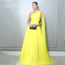 Anna-vestidos de baile femininos com um ombro, vestidos de gala amarelos, elegante gala de luxo, saia longa de chiffon, festa de casamento, 2022