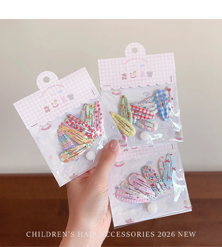 10er-Set Niedliche Blumen- und Frucht-Haarspangen für Kleinkinder, Schonende Wellenkanten-Haarklammern für Baby- und Kinderfransen – Detail 2