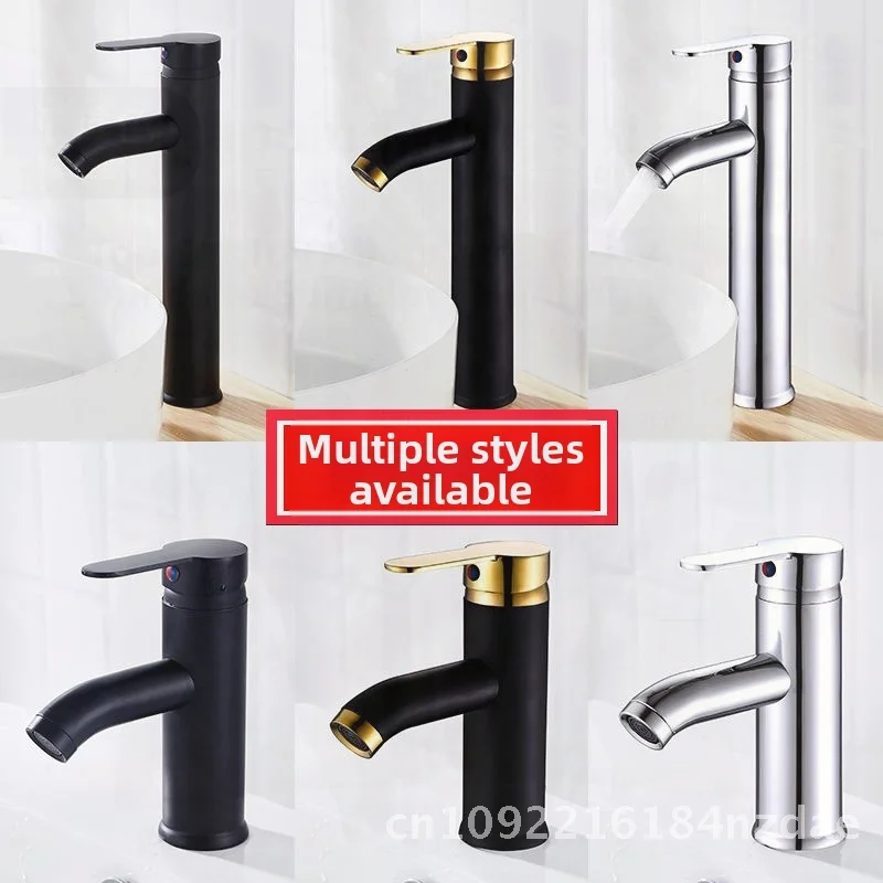 

Black Gold Basin Faucet Stainless Steel Hot Cold Bathroom Washbasin Counter Mount Single-Unit Type Ceramic Disc Valve Modern