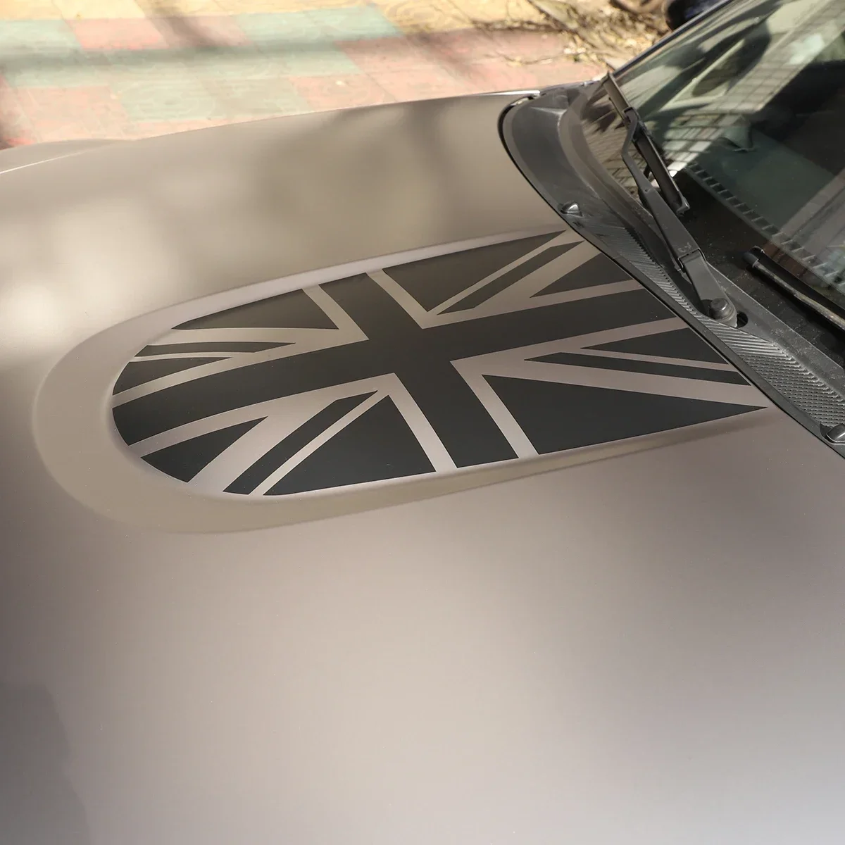 DIYUCAR for Mazda MX-5 NC 2009-2015 PVC Black Car Hood National Flag Decorative Sticker Car Accessories