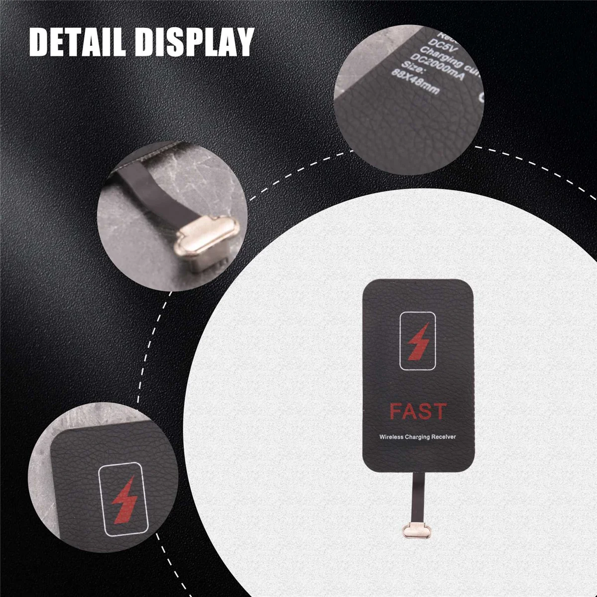 ตัวรับสัญญาณไร้สาย 10W เหมาะสําหรับตัวรับสัญญาณโทรศัพท์มือถือ Type-C Patch 2A ตัวรับการชาร์จอย่างรวดเร็ว