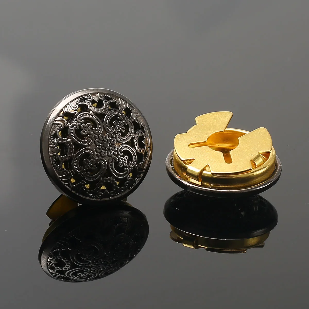 2-Pack Vintage Hollow Carved Cufflinks Button Covers Metal Shirt Sleeve Buttons Copper Seamless for Dress Shirt and Gowns Button