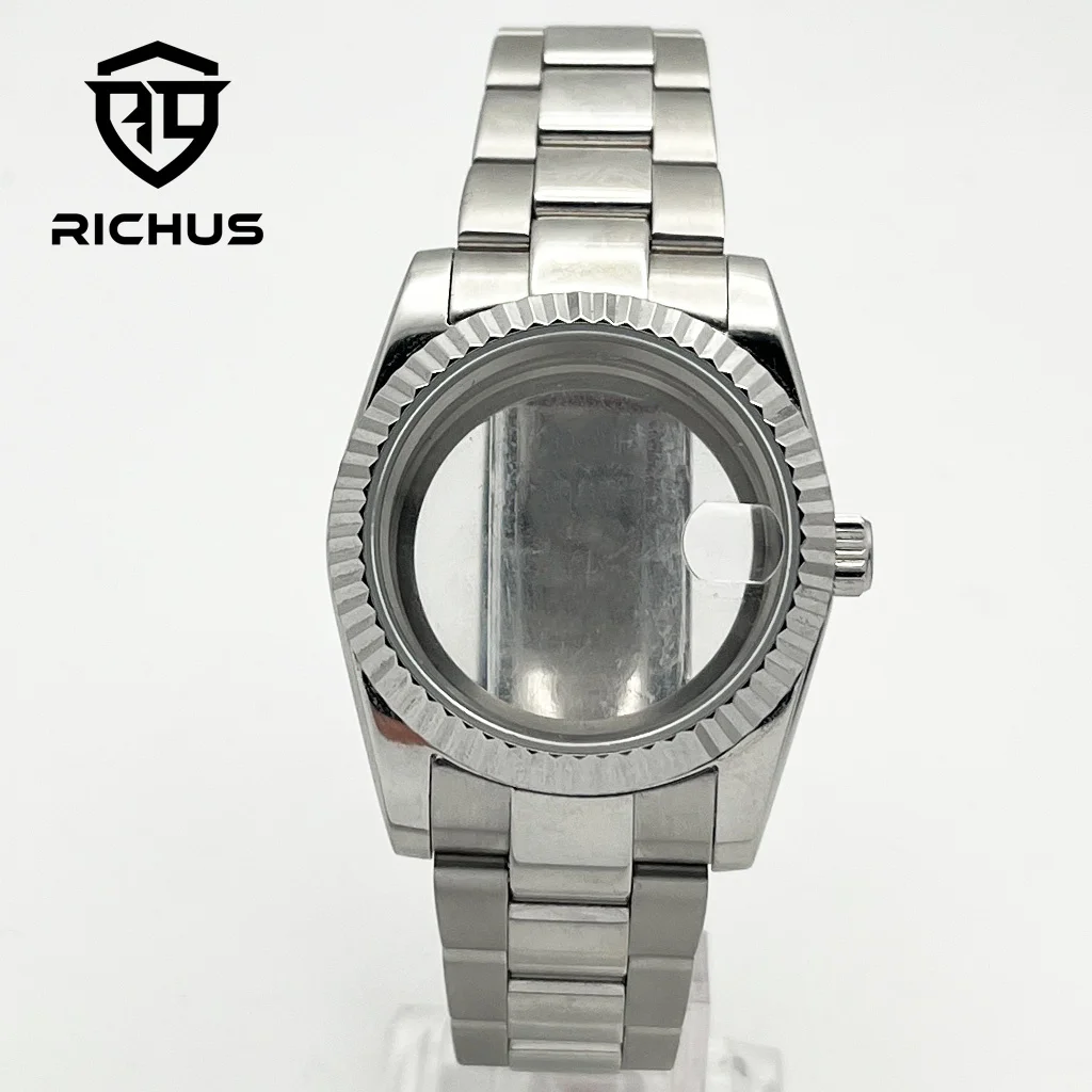 richus-nh35-ケース-36-ミリメートル-39-ミリメートル時計ケースストラップ付きサファイアガラスフィット-nh34-nh35-nh36-eta2824-pt5000-miyota8215-dg-ムーブメント