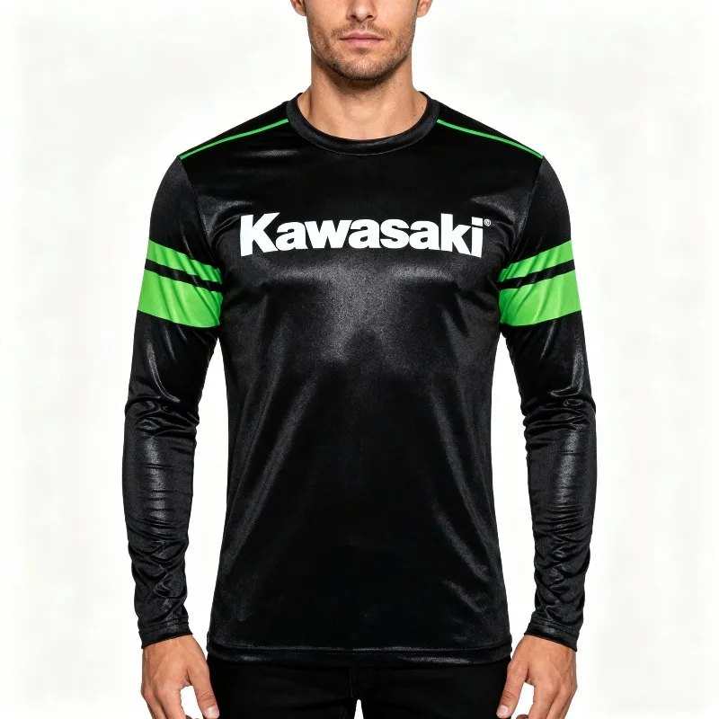 

MOTO-Kawasaki Racing Team Мотоциклетные гонки Внедорожная езда на велосипеде Скоростная сухая футболка Мужская повседневная модная рубашка с длинным рукавом