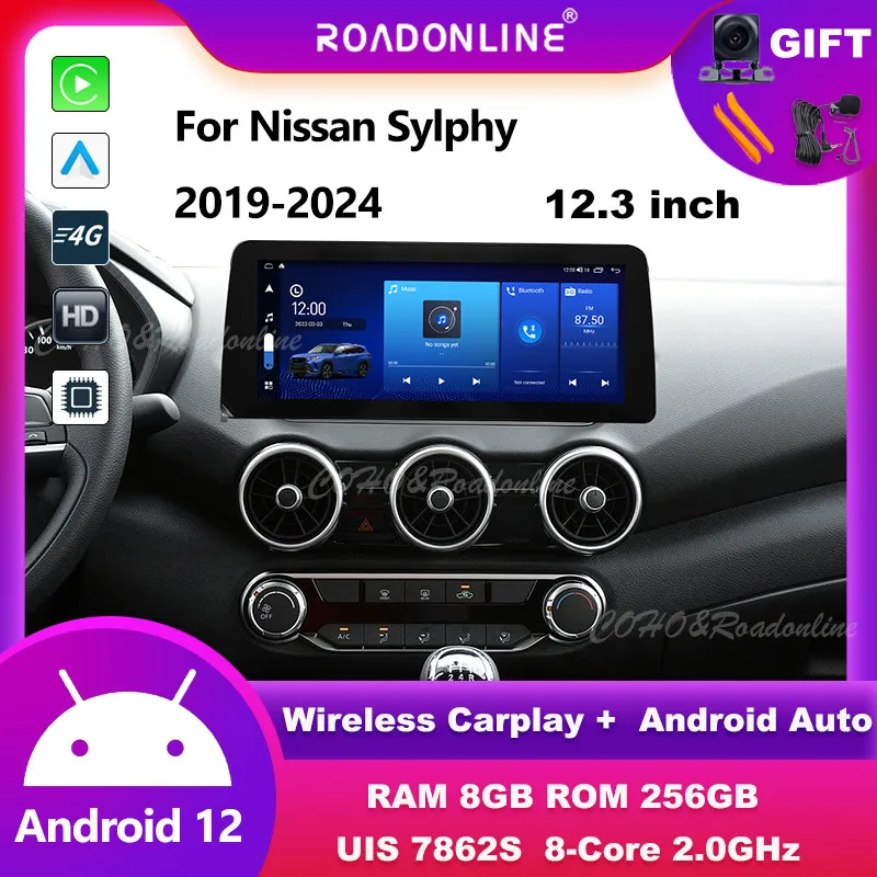 

Android audio For Nissan Sylphy 2019-2024 Android 12 12.3inch Octa Core 8+256G Car Multimedia Player Stereo Radio