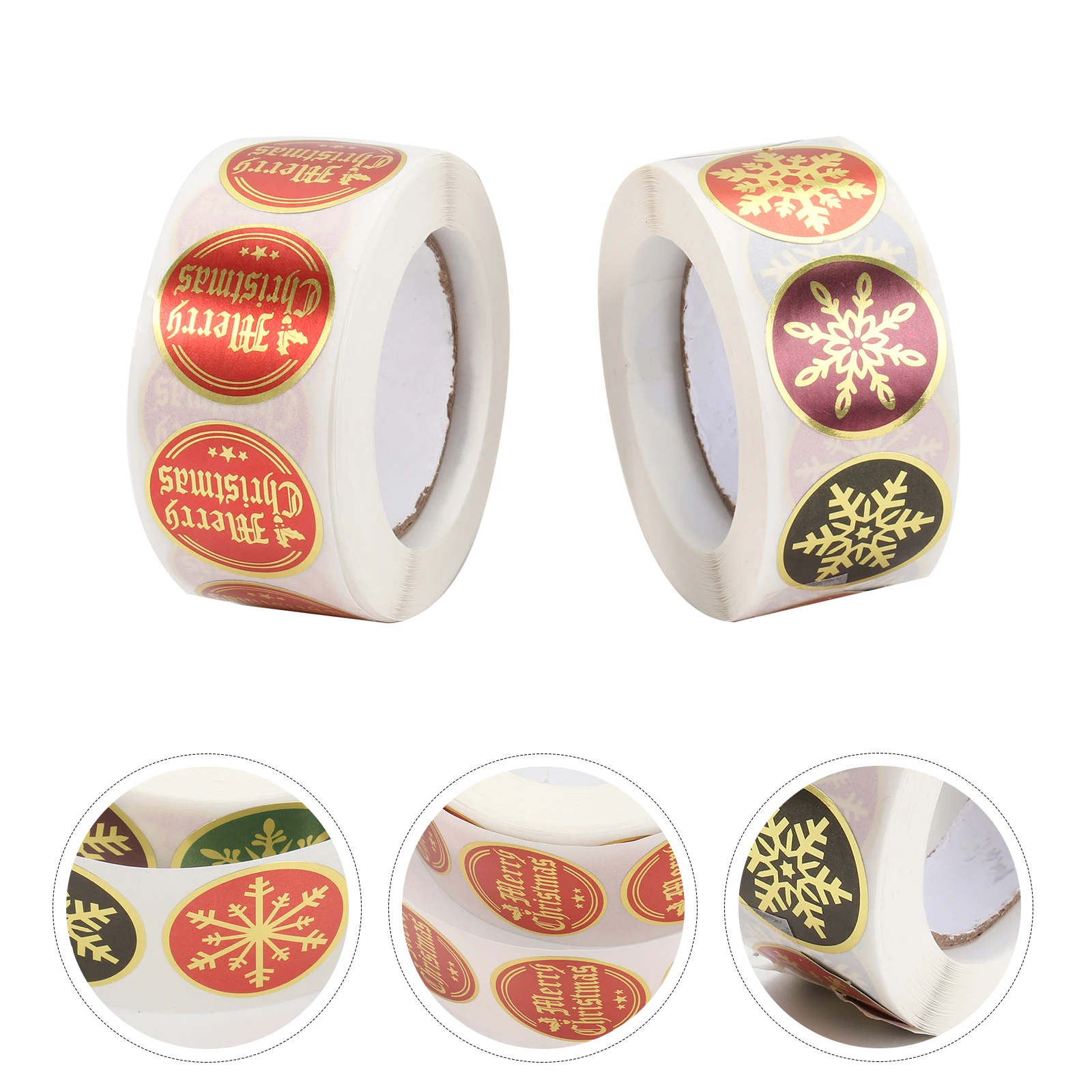 

2 Rolls Stickers Golden Scrapbook Decals Christmas Seal Gift Creative Diary Craft Self-adhesive Candy Bag