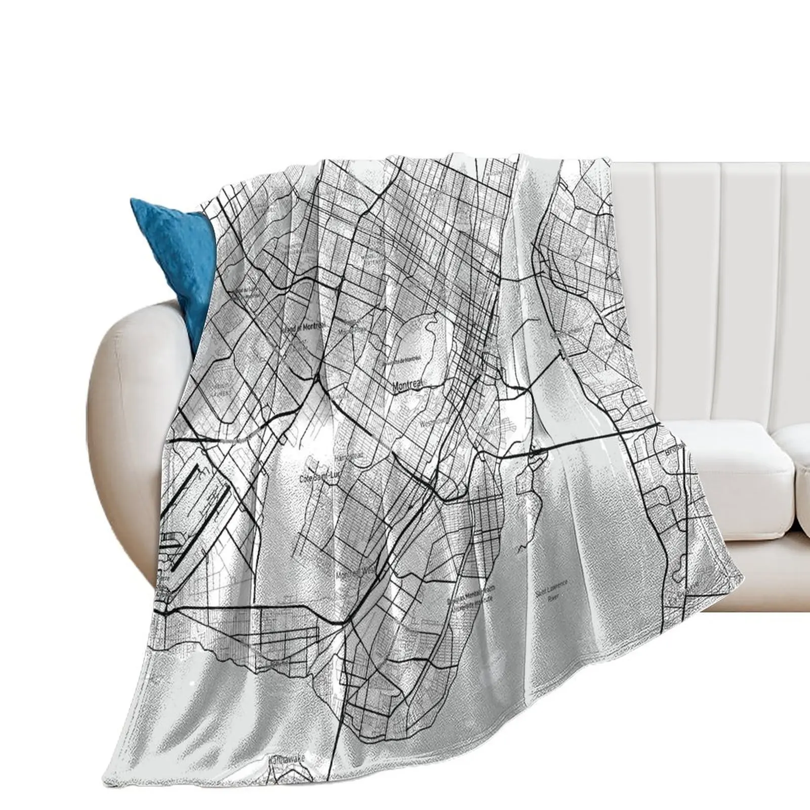 Montreal, Canada Map (Theme 1) Throw Blanket Quilt Decorative Throw Sofa Throw For Baby Blankets