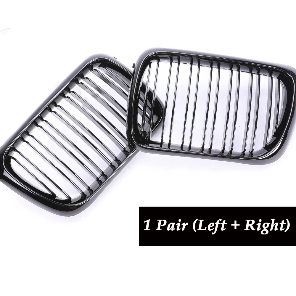 Single Double All Chrome Silver Black Gloss Slat Kidney Grille Grill For BMW 3 Series E36 LCI 1997-1999 316 318 320 Thickened view 3