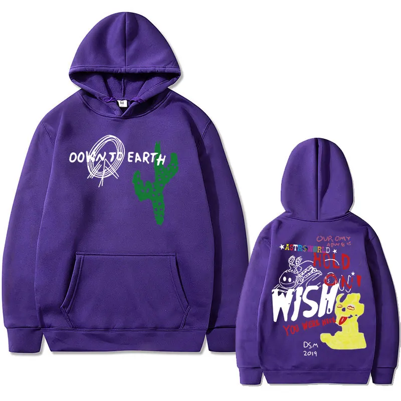 Cactus Jack Wish You Were Here Tour Double Sided Print Hoodie Men's Hip Hop Fashion Oversized Sweatshirt Male Vintage Streetwear