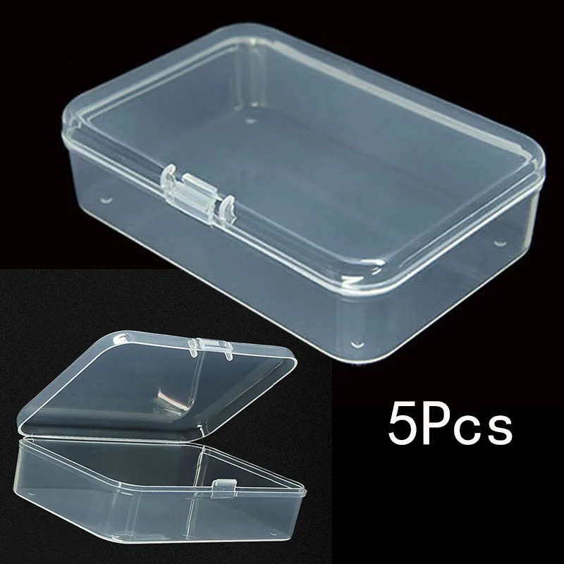 5PCS Transparent Plastic Box Jewelry Packaging Component For Receiving Box ID Card Jewelry Rectangle Home Storage Wholesale