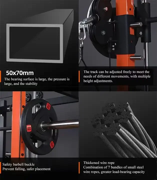 Équipement de gymnastique à domicile multifonctionnel, barre de poulie côtelée, câble Smith Machine, Squat T1