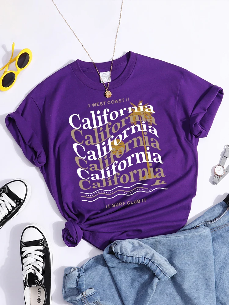 California West Coast Surf Club Tee Tops Vintage Soft Tshirt Essential Creativity Tee Shirt Soft Summer Breathablewomen Tshirt