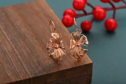 New Exclusive Women Unique Creative Fashion Jewelry 585 Rose Gold 2 Styles Hot Long Hollow Metal Unusual Vintage Drop Earrings