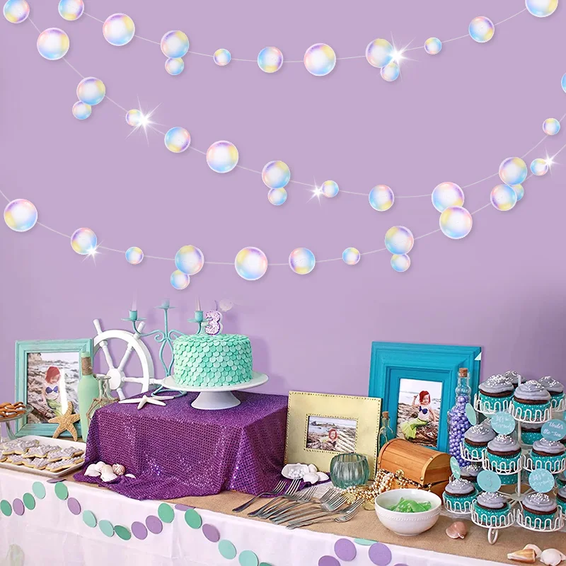 3M Bubble Garlands Kids Mermaid Birthday Party Decoration Wiszący baner pod morzem Ocean Party Supplies Baby Shower Wedding