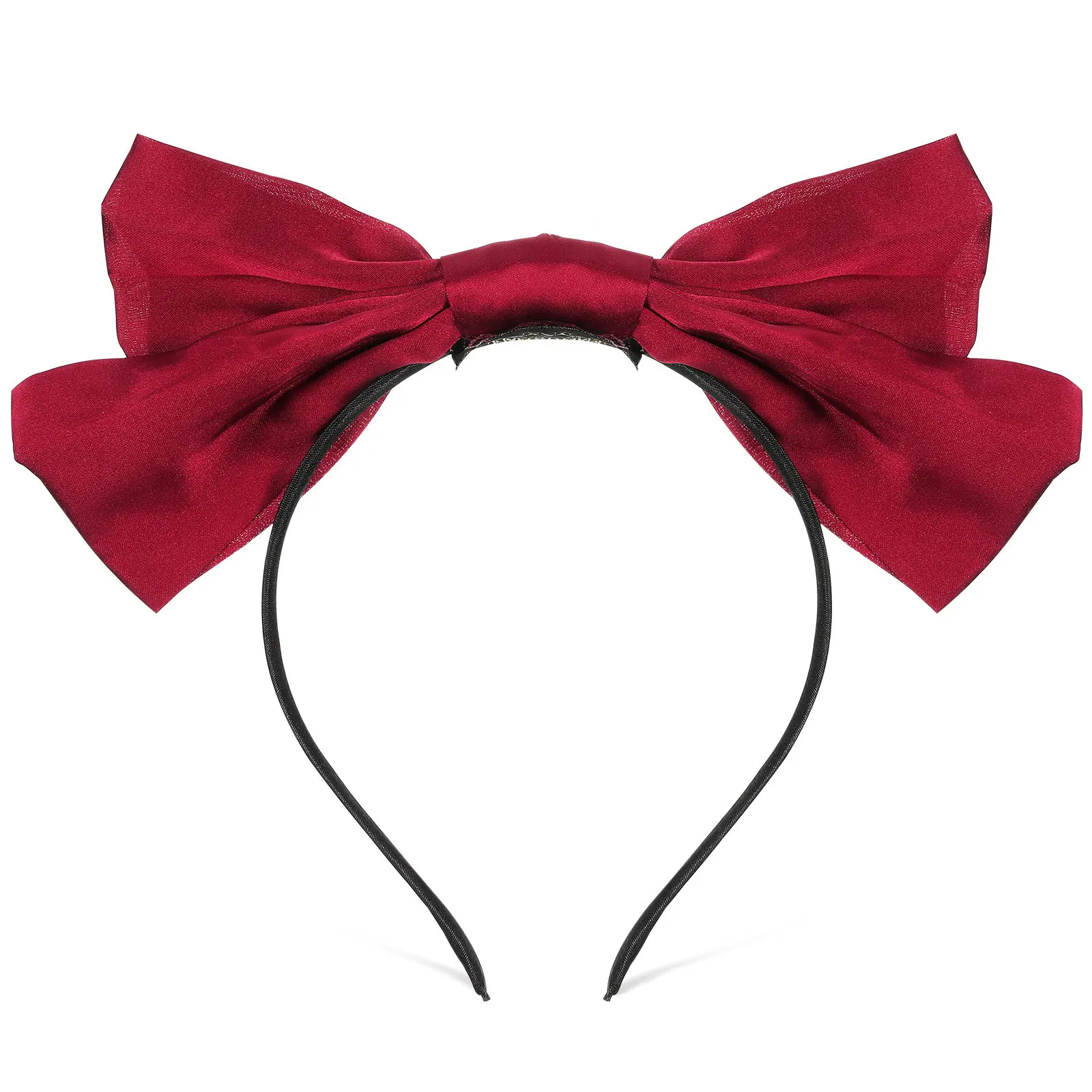 

Satin Red Bow Headband Women Large Hair Accessory Stylish Comfortable Multi-Occasion Cosplay Party Everyday Wear