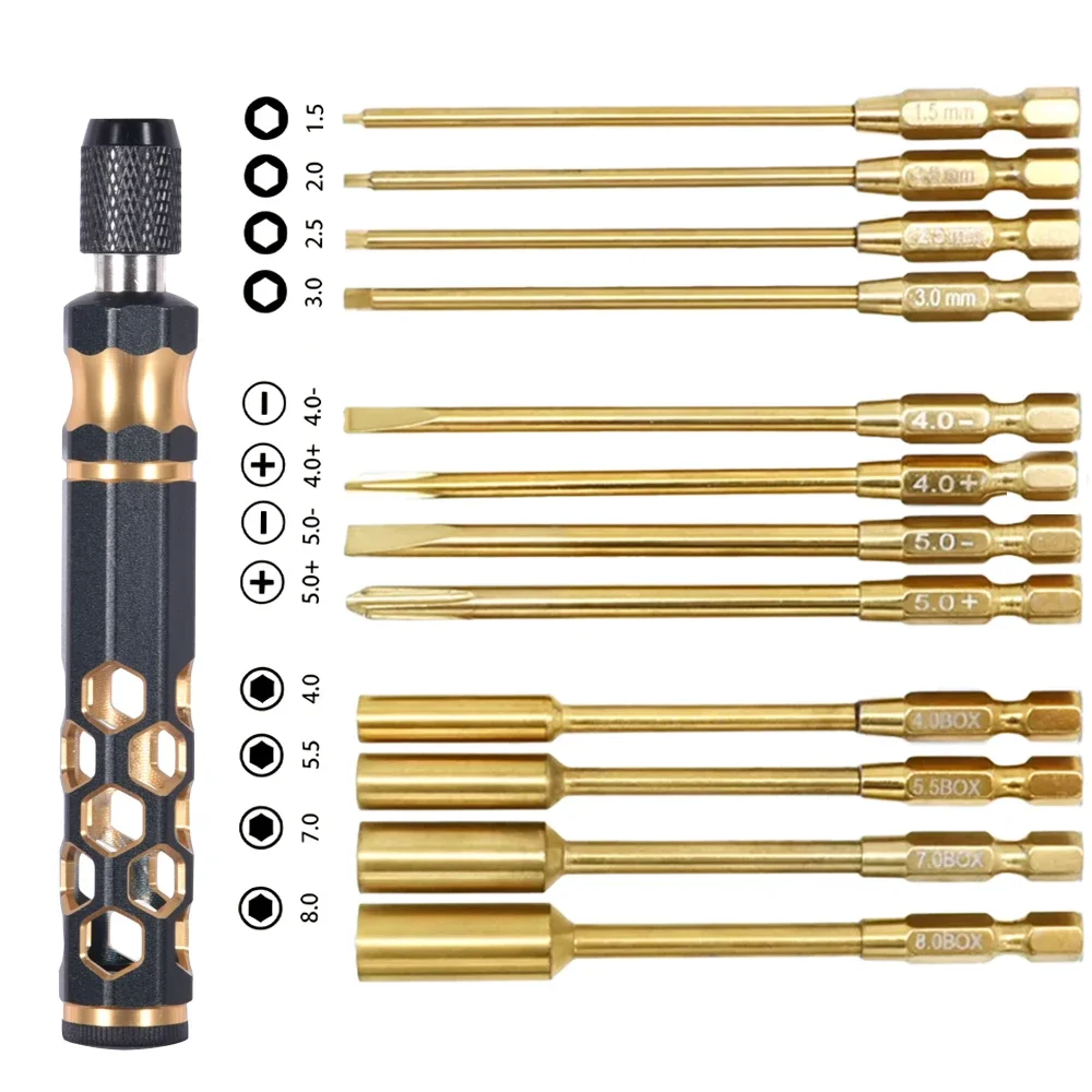 1.5mm/2.0mm/2.5mm/3.0mm/6.35mm Metal Hex Screwdriver Set With Quick-Change Handle Suitable For Remote Control Models