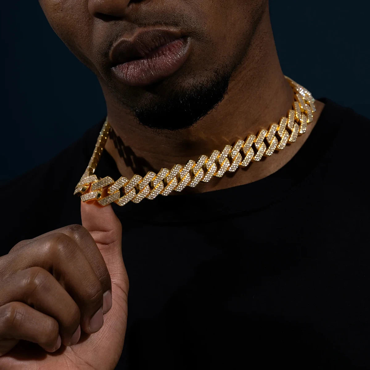 DUBSS Miami Cuban Link Chain for Men Choker Iced Out Charms Real Gold Plated Hip Hop Jewelry