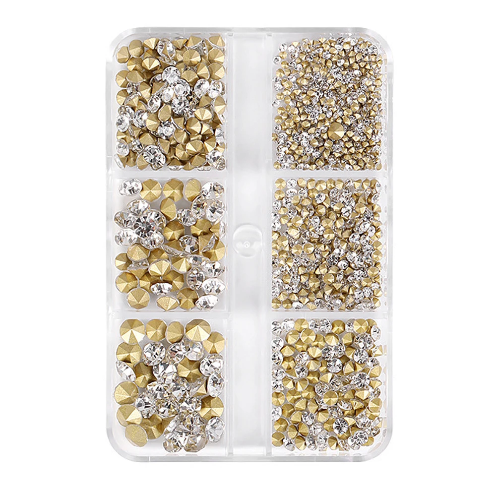 12 Girds Nagel Steentjes Gemengde Grootte Diamanten Ab Flatback Glanzend Kristal 3d Glitter Edelstenen Nail Art Decoraties Strass