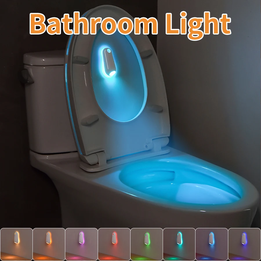 

RGB ночник для унитаза, мини-светильник для прихожей, водонепроницаемый красочный светильник, перезаряжаемый через USB светильник для ванной комнаты, лестницы, датчика тела
