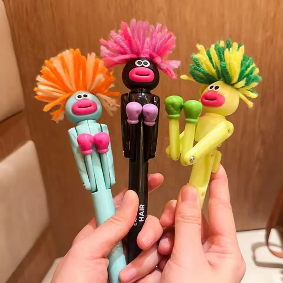 Hair-Fried Boxing Pen Creative Decompression Cartoon Ballpoint Pen Student High Value Ballpoint Pen Cute Toy Gift