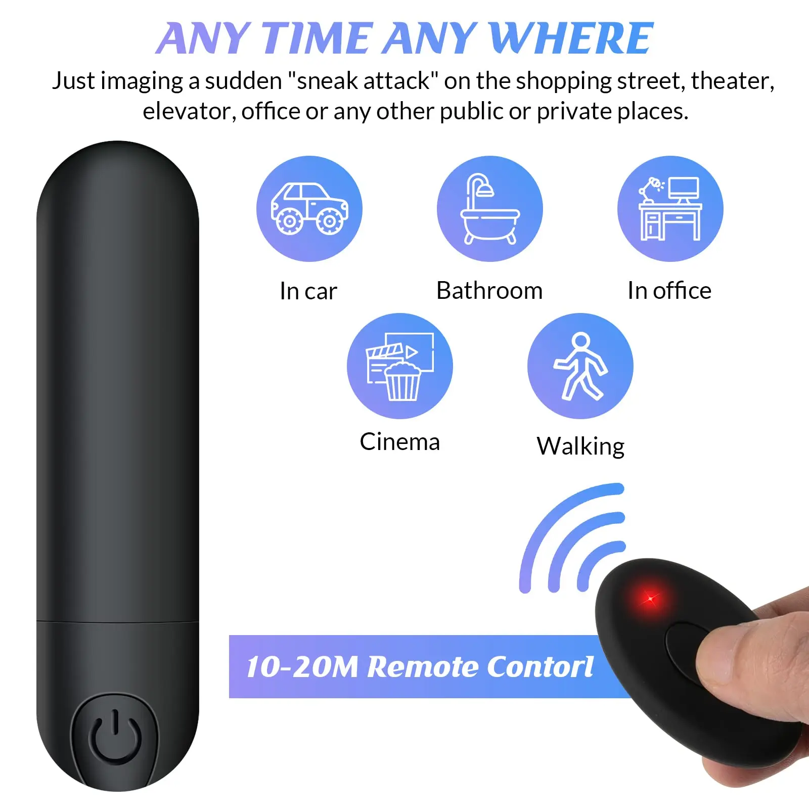 Vibrador de controle remoto para mulheres, USB recarregável, impermeável, lança vibratória, brinquedos adultos, viagem, preto, 10 velocidades