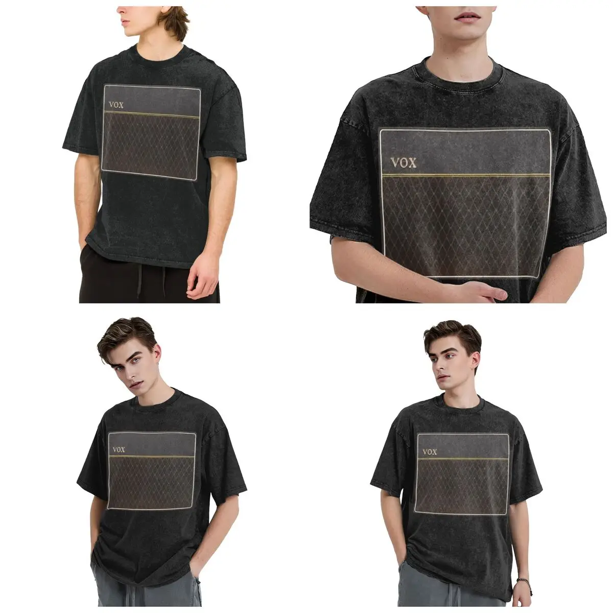 Streetwear T-Shirts Vox AC30 Amplifier Sticker50 Washed T Shirt Short Sleeve Hip Hop T-Shirt Tops Tees for Men Women