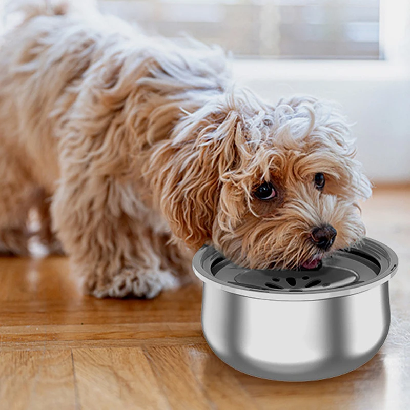 Dog Water Bowl 4.3L No Spill Stainless Steel Dog Bowls Slow Water Feeder, Spill Proof Dog Water Bowl Dispenser For Dogs Durable