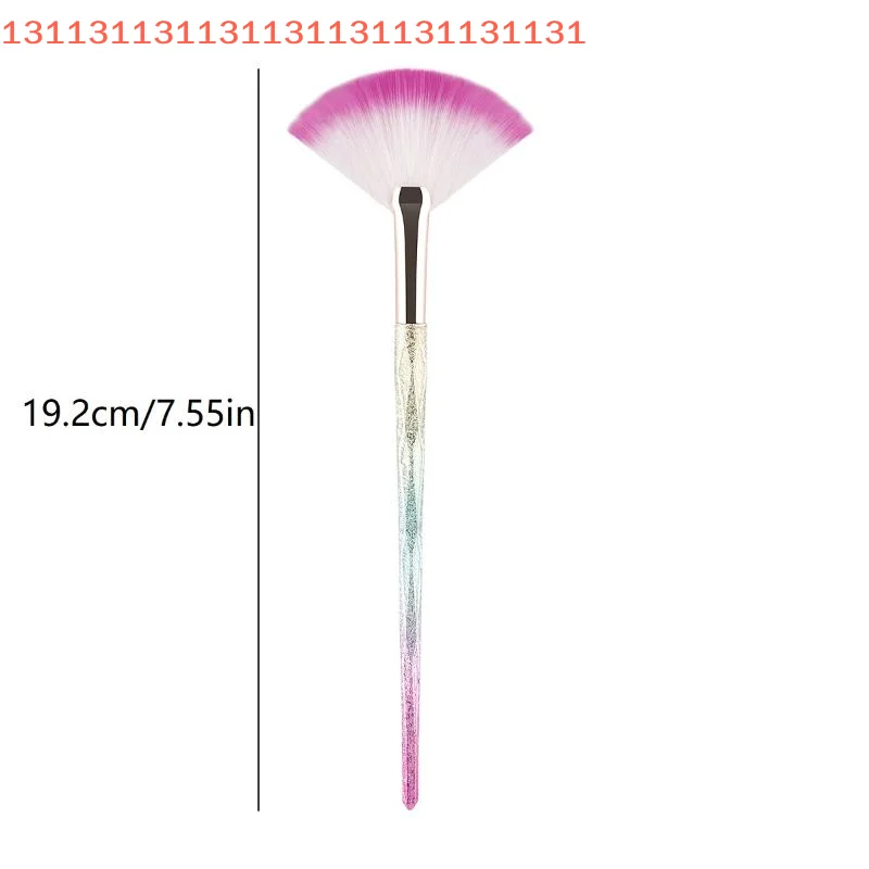 Pennello per trucco da donna a forma di ventaglio, fard piatto grande per evidenziare, pennello per cipria in polvere, strumenti coreani morbidi e comodi anche di colore