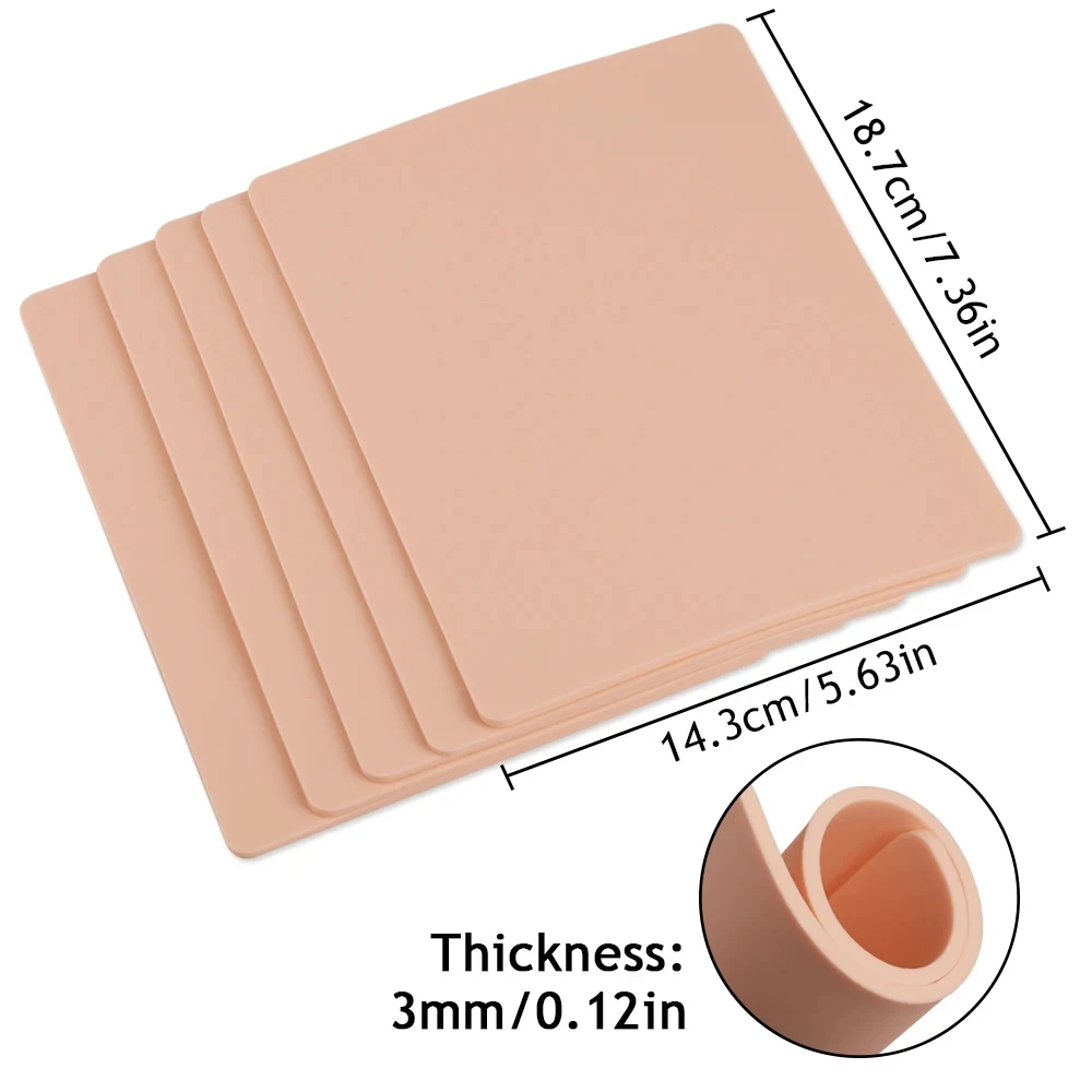 1MM/3MM Tattoo Practice Skin Double Blank Tattoo Skin Practice Soft ​Silicone Fake Skin 1/5/10/15pcs for Tattoo Beginners