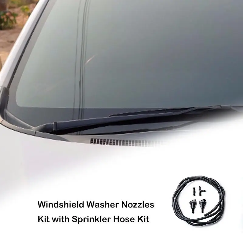 

Hot Sale 2pcs Plastic Windshield Wiper Washer Spray Nozzle Front Window Glass Sprayer Sprinkler With Rubber Hose Pipe Accessorie