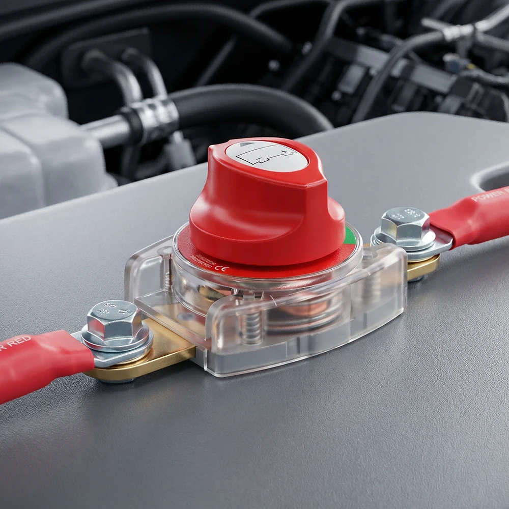 

Battery Disconnect Switch Side Post 275A 12-48V Transparent Removable Knob Battery Isolator for RV Car Boat