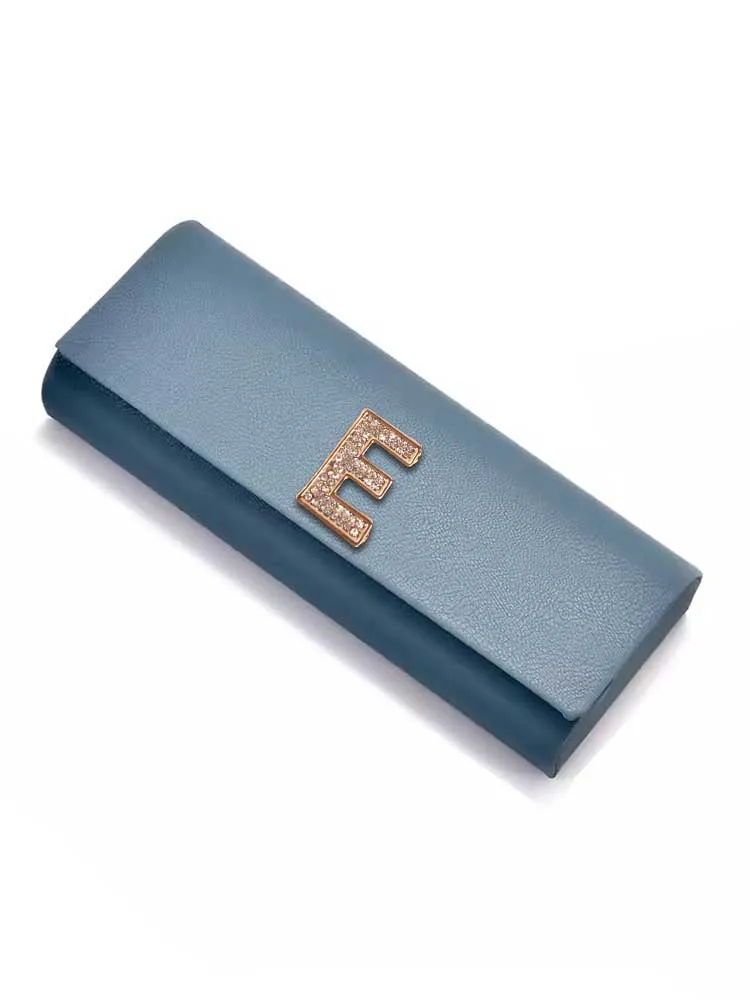 Customized High-End PU  Flocking Eyewear Cases Personalized Customer Name-Chic Initial Polished Gold Letter Optional Letter Deco