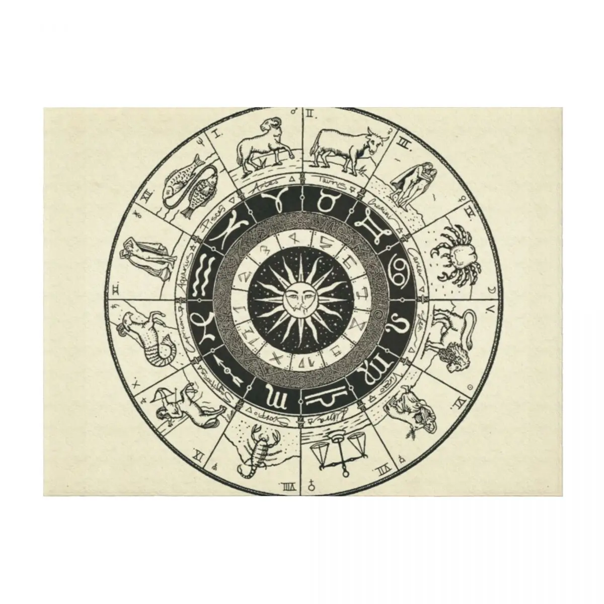 

Vintage Zodiac and Astrology Chart Throw Blanket Soft Big Shaggy Stuffeds Luxury Designer Blankets