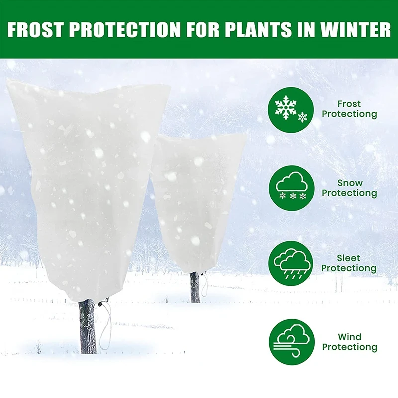 Winter Shrub Plant Protective Cover Small Tree Frostproof Fabric Garden Potted Plant Against Cold Tool Warm Cloth Drawstring Bag