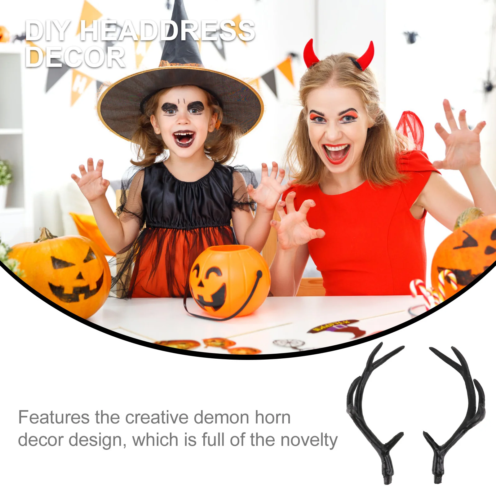 Aro para el pelo de cuerno de ciervo simulado, decoración para tocado artesanal, accesorio de disfraz de Carnaval, adorno artesanal, 1 par