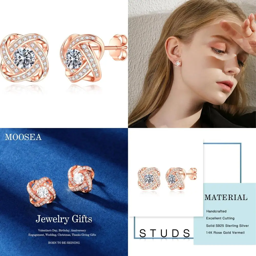 

Серьги Love Knot с муассанитом, созданные в лаборатории, цвет D 1 карат, чтение VVS1 из стерлингового серебра 925 пробы для женщин, идеальный выбор подарка