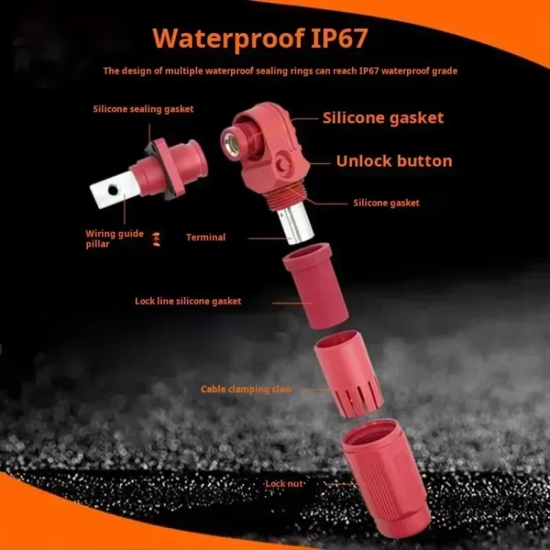 High Current 350A Power Storage Connector Industrial Single Core Battery Terminal Block 60A-250A Waterproof Output Plug Socket