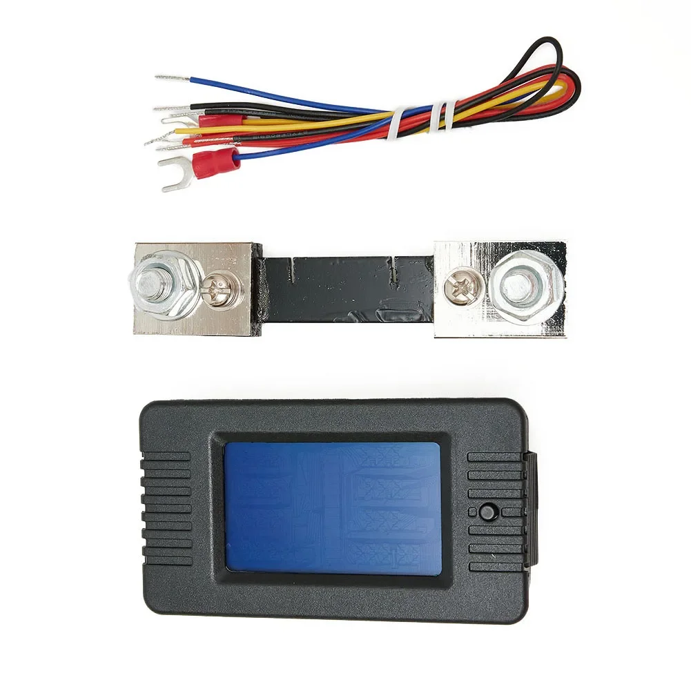 LCD Display DC Battery Monitor Meter 0-200V Voltmeter Ammeter For RV Solar Car 100A Shunt 9 Measurement Function