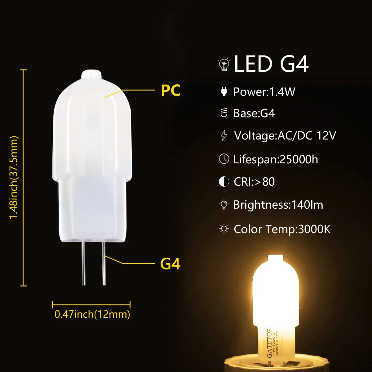 1-10PCS LED Mini Bulb G4 12V 1.4W High Bright 3000k/4000k/6000k Suitable for Crystal Lamp Living Room and Office Lighting