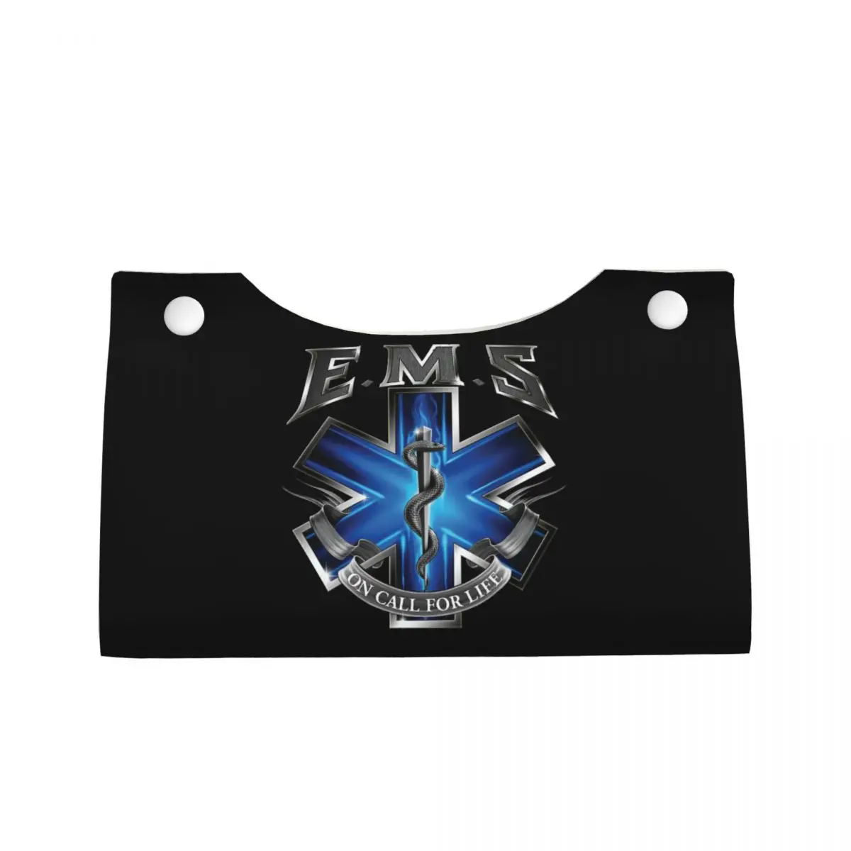 Custom Ems Star Of Life Tissue Box Cover PU Leather Rectangular Emt Paramedic Medical Facial Tissues Holder for Car