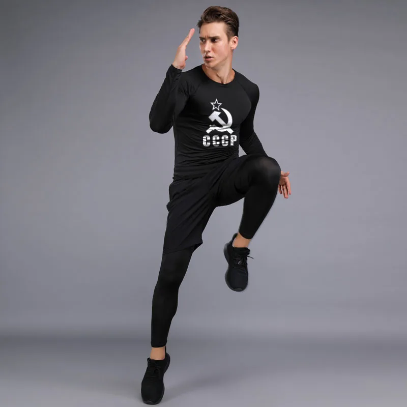 Herren Thermo Unterwäsche Set MMA Trainings anzug Fitness Leggings Basis Kompression Fitness studio Sporta nzug Hosen Rash guard Kleidung Marke Shirt