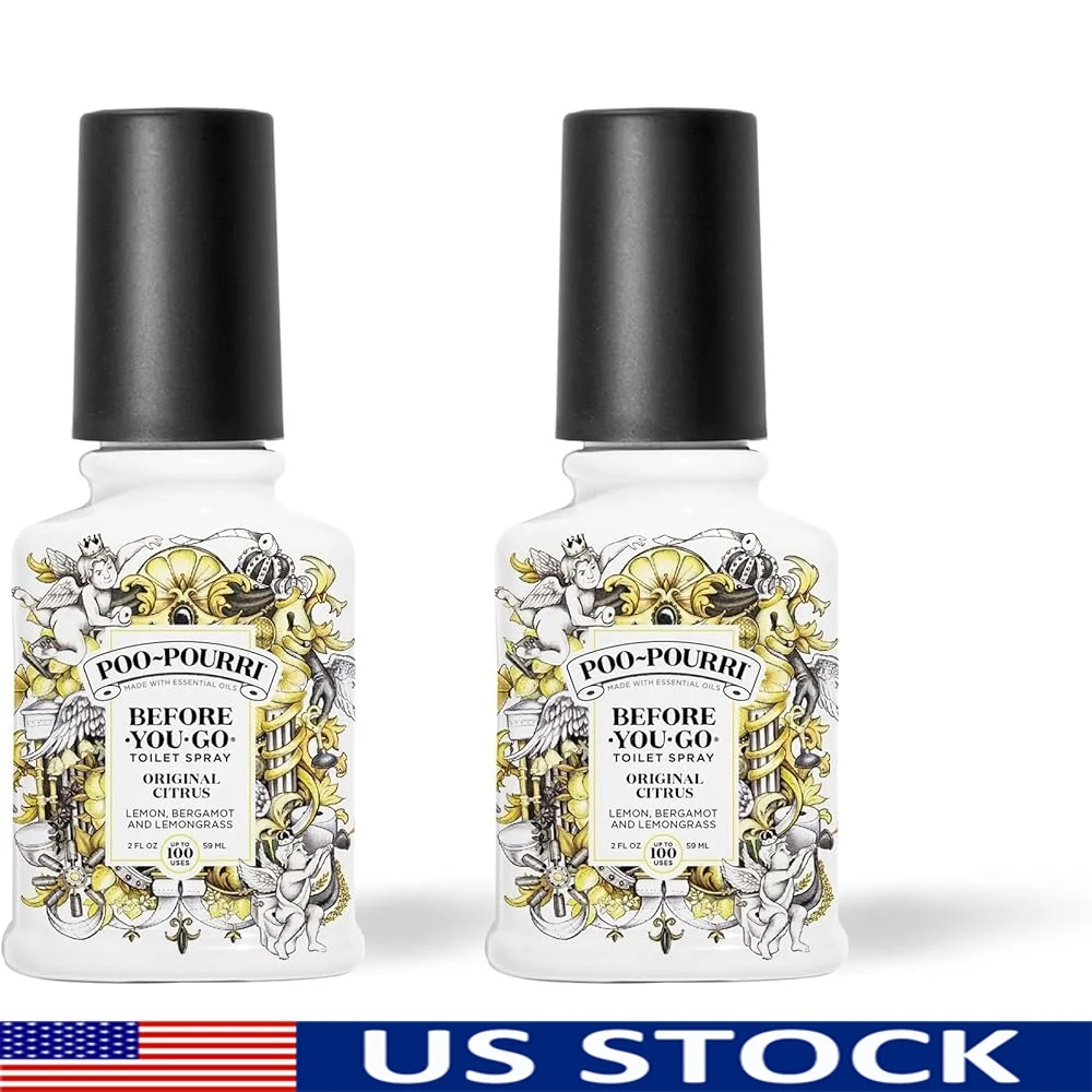 

Before-You-Go Спрей для унитаза, 2 упаковки, аромат цитрусовых, ловушка для запаха на основе растений, эфирные масла, освежитель дорожного размера, компактный спрей на 2 унции