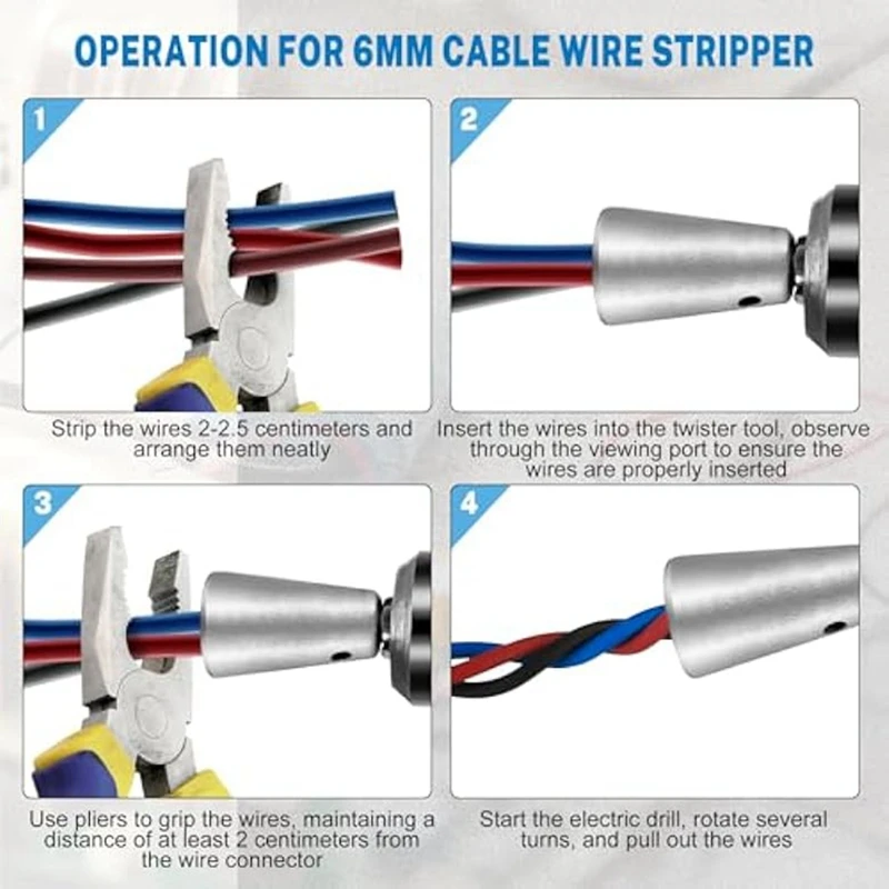 5 Wire Twisting Tool For Drill 3/5 Way Wire Stripping Tool Wire Twister Tool Wire Stripper And Twister Connector Driver