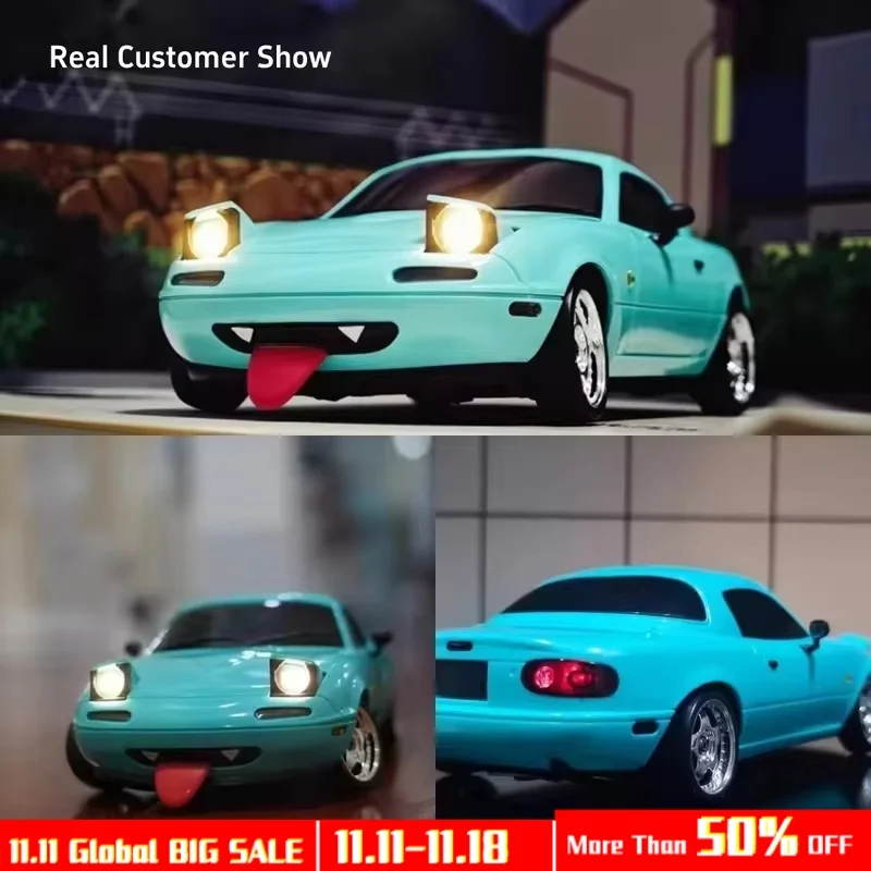 New Mx-5 Miata Rx7 Remote Control Drift Car 1:18 Adorable 2.4g Esp Gyro Flip-Up Light Full Scale Toy Car Kid Adult Xmas Gift