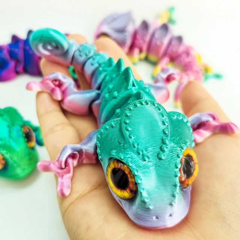 3D Printing Chameleon Figures Movable Joint Fidget Toy Cartoon Animal Model Toy Home Accessories Desktop Ornament Kids Gift
