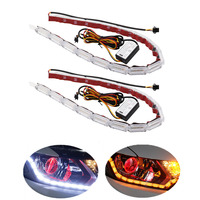 2pcs 16LED Daytime running light strip flash LED decorative light Strobe Turn signal External light strip yellow white Universal